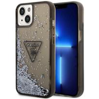 Guess GUHCP14SLFCTPK iPhone 14 6.1" juodas/juodas kietas dėklas Liquid Glitter Palm Collection