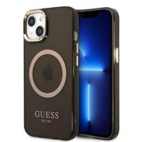 Guess Auksinė Apvadai Skaidrus MagSafe dėklas iPhone 13 - juodas