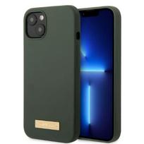 Guess GUHMP13MSBPLA iPhone 13 6.1" žalias / khaki kieto silikono dėklas su logotipu MagSafe