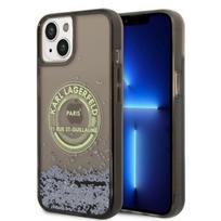 Karl Lagerfeld Liquid Glitter RSG dėklas iPhone 14 Plus - juodas