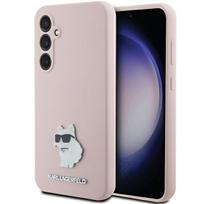 Karl Lagerfeld Silikoninė Choupette Metalo Segtuko dėklas Samsung Galaxy S23 FE - rožinė