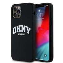 DKNY Skystas silikono baltas atspausdinto logotipo MagSafe dėklas iPhone 12/12 Pro - Juodas