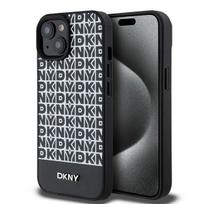 DKNY Odinis Spausdintas Raštas Metalinis Logo MagSafe Dėklas iPhone 15/14/13 - Juodas