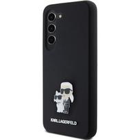 Karl Lagerfeld Silikoninis Karl&Choupette Metal Pin dėklas Samsung Galaxy S24 - juodas
