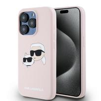 Karl Lagerfeld Silikoninis Karl&Choupette MagSafe dėklas iPhone 15 Pro - Rožinis