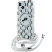 Karl Lagerfeld IML Crossbody Monogram Karl & Choupette Head MagSafe dėklas iPhone 15 / 14 / 13 - Skaidrus