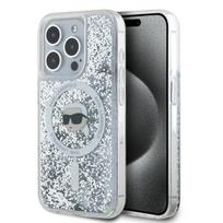 Karl Lagerfeld Skystų Blizgučių Karl Galvos MagSafe dėklas iPhone 15 Pro Max - skaidrus