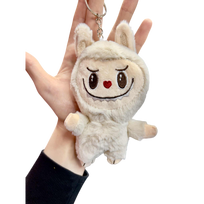 NAUJIENA! Pliušinis Labubu monsters pakabukas - kreminis