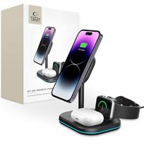 Tech-Protect QI15W-A27 3-in-1 Indukcinis Įkroviklis su MagSafe Stovu išmaniajai telefonui / Apple Watch / AirPods - Juodas