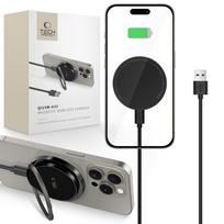 Tech-Protect QI15W-A33 Indukcinis įkroviklis su MagSafe ir stoveliu su USB-A / USB-C laidu - Juodas