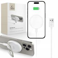 Tech-Protect QI15W-A33 Indukcinis Įkroviklis su MagSafe ir Stovu su USB-A / USB-C kabeliu - Balta