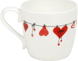 Porceliano puodelis HEARTS/CLOTHES