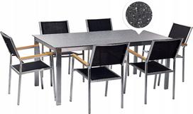 Beliani Lauko baldų komplektas su stiklo stalu granito efektu ir 6 kėdėmis Black COSOLETO/GROSSETO | 418951 Bel | 4255664840561