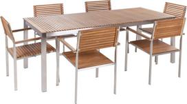 Beliani Lauko stalas su kėdėmis VIAREGGIO Teko mediena 6 asmenims Light wood | 4255664842077 | 4255664842077