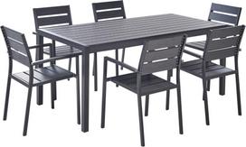 Beliani Lauko baldų komplektas stalas ir 6 kėdės Black VERNIO | 4255664865922 | 4255664865922