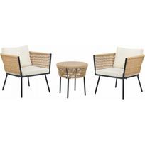 Beliani komplektas balkono baldų su pagalve Polyrattan Natural GARGANO | 385882 Bel | 4255664821652