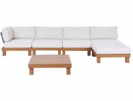 Beliani Sodo kampinė sofa su staliuku 5 asmenims SANZA Kairinis Modulinis Metalas White | 523279 Bel | 4255664885081