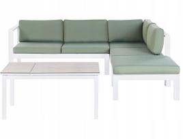 Beliani lauko kampinė sofa su staliuku 5 asmenims MESSINA kairės pusės metalinė Green | 519632 Bel | 4255664883179