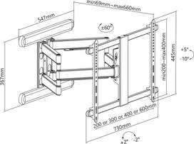 InLine ® Premium aliuminio sieninis laikiklis plokščiam televizoriui (37-80"), max. 70kg, white | 23118W | 4043718304073
