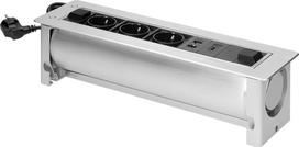Orno Įleidžiamas baldų lizdas su plokščiu frezuotu kraštu ir elektriniu atidarymu, 3x2P+Z (Schuko), 2xNET, 1xHDMI | 5908254842443 | 5908254842443
