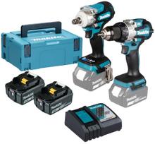 Makita Akku-Kombo-Kit DLX2533TJ, Akku-Bohrschrauber DDF489Z + Akku-Schlagschrauber DTW300Z, 18Volt (blau/Black, 2x Li-Ionen Akku 5,0Ah, MAKPAC) | DLX2533TJ | 0197050008831