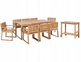 Sodo baldų komplektas su vežimėliu 8 asmenims SASSARI II Sertifikuota akacijos mediena Light brown | 511916 Bel | 4255664878984