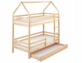 Dviaukštė lova su stalčiais Domek Pušies mediena GIRGOLS 90 x 200 cm su daiktadeže Light brown | 599690 Bel | 4069605011848