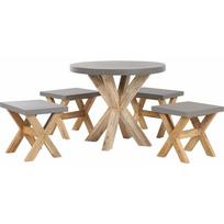 Shumee Sodo komplektas apvalus stalas ir 4 taburetės grey OLBIA | 263400 | 4251682266208