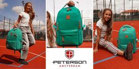 Peterson mokyklinė kuprinė jaunimui, talpi A4, 9 kišenės, turkio