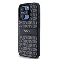 DKNY Odinė Mono Juostelė ir Metalinis Logo dėklas iPhone 15 Pro - juodas