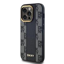 DKNY Odinė Checkered Mono Rašto MagSafe dėklas iPhone 14 Pro - juodas