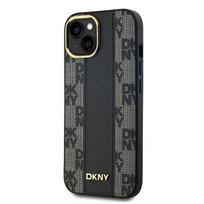 DKNY Odinė Checkered Mono Modelio MagSafe Dėklas iPhone 15 Plus / 14 Plus - Juoda