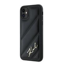 Karl Lagerfeld Diagonali Raštuota Script dėklas iPhone 11 / Xr - juodas