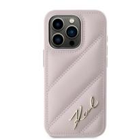 Karl Lagerfeld Įstrižai Siūtas Script dėklas iPhone 15 Pro - rožinis
