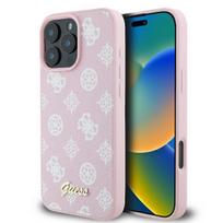 Guess Peony Script Logo MagSafe iPhone 16 Pro dėklas - Rožinis