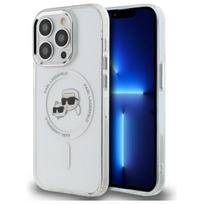 Karl Lagerfeld IML Metal Karl & Choupette Galvos MagSafe dėklas iPhone 14 Pro Max - Balta