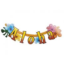 Girlianda popierinė havajai tema su užrašu "Aloha" (83x17cm)