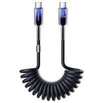 Joyroom S-A43 Crystal-Clear serija 60W USB-C - USB-C spiralinis laidas 1.5m - juodas