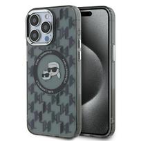 Karl Lagerfeld IML Monogram Karl & Choupette Head MagSafe dėklas iPhone 15 Pro Max - Juodas