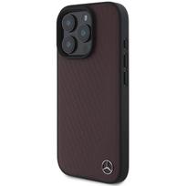 Mercedes MB Medžio Imitacijos Oda MagSafe Dėklas iPhone 16 Pro Max - Raudonas