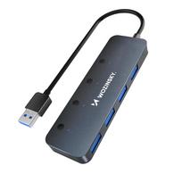 USB-A Hub Wozinsky WHS080YSS 4 x USB-A 3.0 su individualiais jungikliais, aliuminis, su 30 cm kabeliu - pilkas