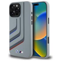 BMW silikoninis apverčiamų linijų MagSafe dėklas iPhone 16 Pro Max - pilkas