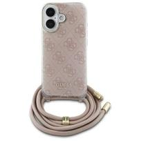 Guess Crossbody Cord 4G Print iPhone 16 dėklas - Rožinis