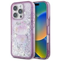 Hello Kitty skysčių blizgučių 50-ties metų jubiliejaus šventės iPhone 16 Pro dėklas - Violetinis
