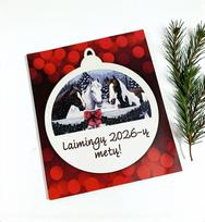 Kalėdinis žaisliukas su arkliukais „Laimingų 2026-ų metų“