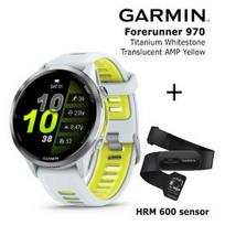 GARMIN Forerunner 970, Titanium, Whitestone/Translucent Amp Yellow + HRM 600 sportinis laikrodis 010-02969-11 / 010-13383-00