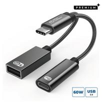 MicroConnect Premium USB-C to USB-C PD and  USB-A 2.0 Female Adapter,