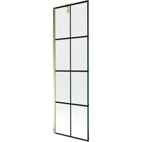 Mexen Next 1-durų vonios sienelė 60 x 150 cm, juodas tinklelis, auksinė - 895-060-000-00-77-50
