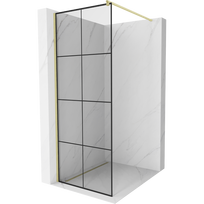 Mexen Kioto dušo siena Walk-in 90 x 200 cm, juodas tinklelis 8 mm, auksinis šepetuotas - 800-090-101-55-77
