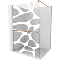 Mexen Kioto+ dušo pertvara su lentynėle Walk-in 100 x 200 cm, balta banga, šlifuotas varis - 800-100-121-65-97